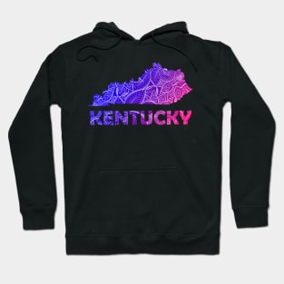 Colorful mandala art map of Kentucky with text in blue and violet Hoodie